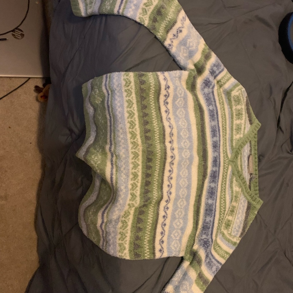 Green and Blue Patterned Sweater